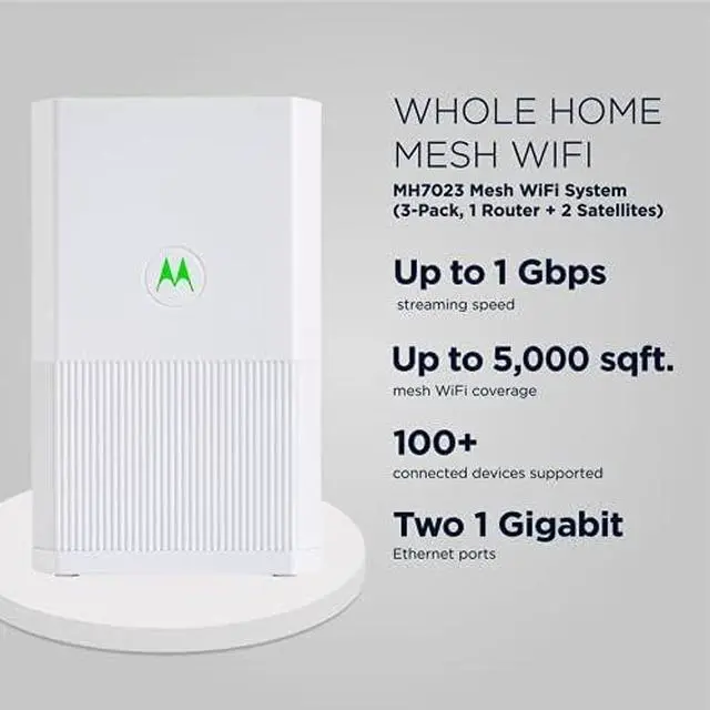 Alt view image 2 of 4 - Motorola MH7023 | WiFi Mesh System (3-Pack) | Replaces Router + Extender | Easy Setup, Network Protection, Parental Controls | AC2200 WiFi Speed | up to 5000 sq ft