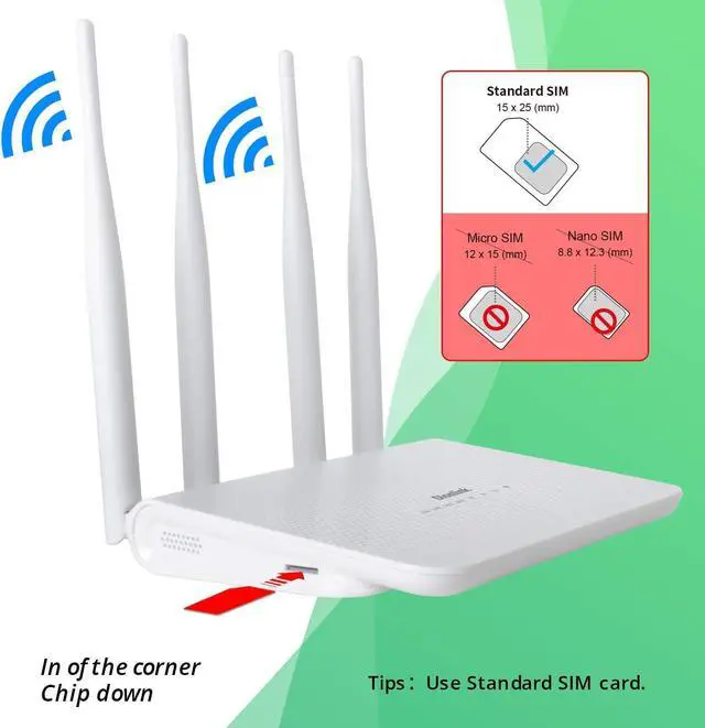 Alt view image 3 of 7 - 4G LTE CPE Unlocked 4G Wireless WiFi Router with SIM Card Slot-300Mbps WiFi Hotspot RouterSupport T-Mobile and ATT (4 Antenna)