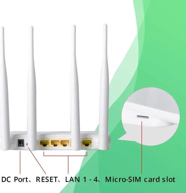 Alt view image 4 of 7 - 4G LTE CPE Unlocked 4G Wireless WiFi Router with SIM Card Slot-300Mbps WiFi Hotspot RouterSupport T-Mobile and ATT (4 Antenna)