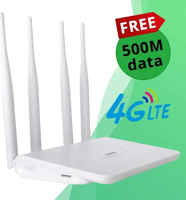 Alt view image 2 of 7 - 4G LTE CPE Unlocked 4G Wireless WiFi Router with SIM Card Slot-300Mbps WiFi Hotspot RouterSupport T-Mobile and ATT (4 Antenna)