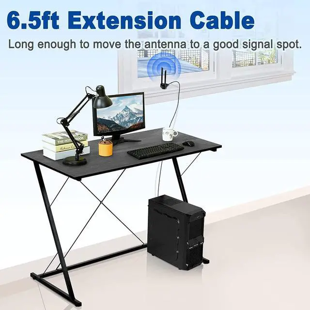Alt view image 5 of 7 - Dual Band WiFi Antenna 2.4GHz 5GHz RP-SMA WiFi Antennae with 6.5ft Extension Cable for PC Desktop Computer PCI PCIe WiFi Bluetooth Card Wireless Network Router