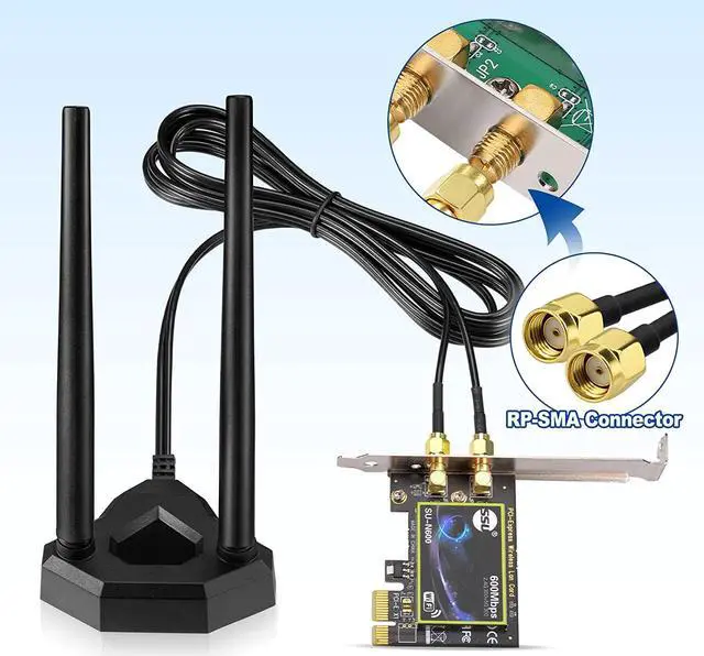 Alt view image 6 of 7 - Dual Band WiFi Antenna 2.4GHz 5GHz RP-SMA WiFi Antennae with 6.5ft Extension Cable for PC Desktop Computer PCI PCIe WiFi Bluetooth Card Wireless Network Router