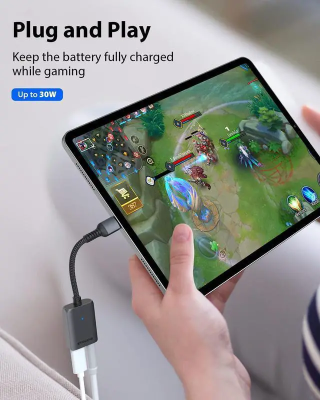 Alt view image 5 of 7 - 2-in-1 USB C to 3.5mm Headphone Charge Adapter AUX Mic Jack with PD Fast Charging High Resolution DAC for Earphones iPhone 16 15 Galaxy S24/S24+/S23/S22/S21 iPad Pro Pixel 9/8/7