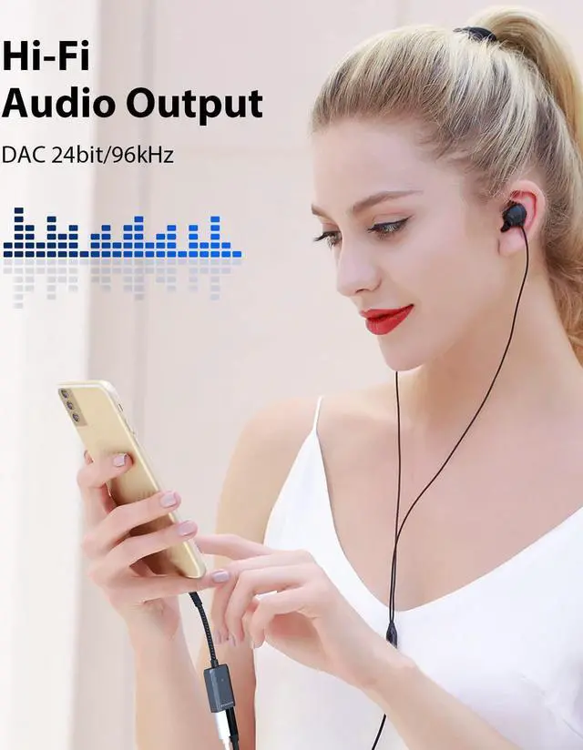 Alt view image 7 of 7 - 2-in-1 USB C to 3.5mm Headphone Charge Adapter AUX Mic Jack with PD Fast Charging High Resolution DAC for Earphones iPhone 16 15 Galaxy S24/S24+/S23/S22/S21 iPad Pro Pixel 9/8/7