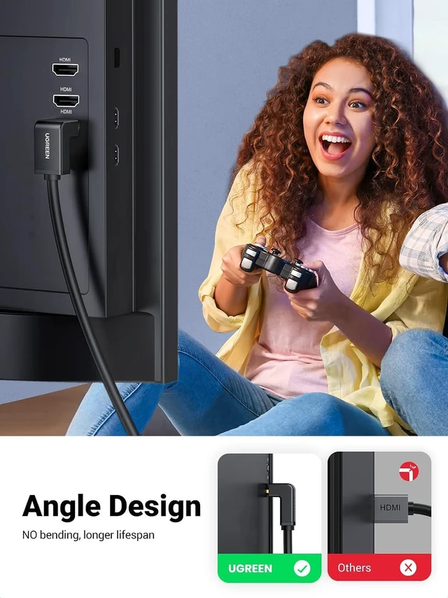Alt view image 2 of 7 - 4K@60Hz 90 Degree HDMI 2.0 Cable Right Angle, 3.3FT