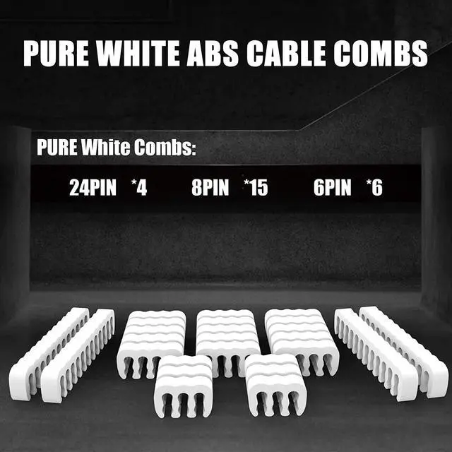 Alt view image 3 of 7 - ABNO1 PSU Cable Extension Kit 30CM Length with Combs,1x24Pin/2x8Pin(4+4) EPS/3x8Pin(6P+2P) PCI-E/PC Sleeved for ATX Power Supply,White, All-White