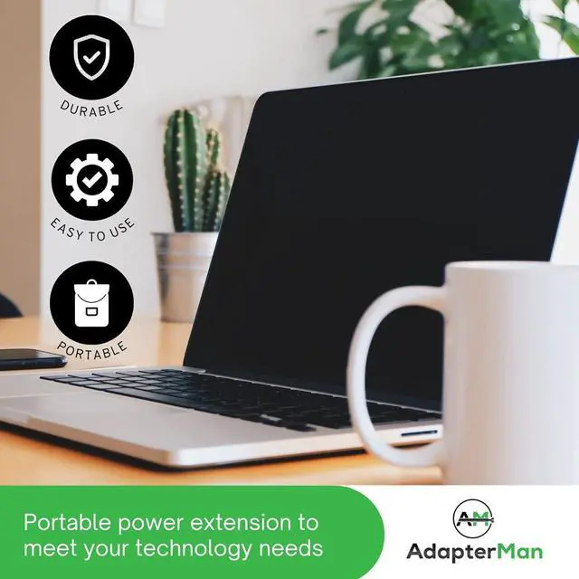 Alt view image 6 of 6 - UK Power Adapter Extension Cable 1.8m/6ft for MacBook Apple Chargers, for International Travel with a Laptop