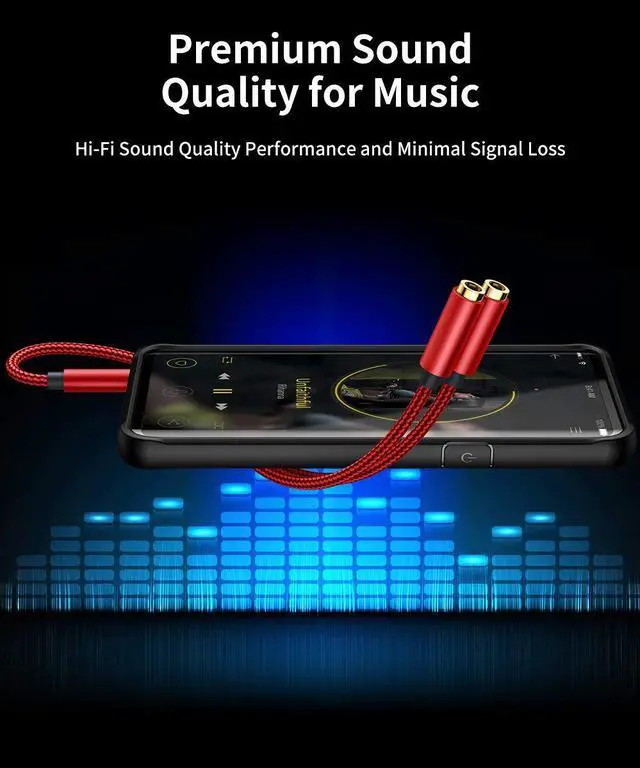 Alt view image 4 of 6 - Headphone Splitter 3.5mm Audio Splitter 2 Female to 1 Male Dual Headphone Adapter Compatible with PS4 PS5 Xbox Nintendo Switch PC Gaming Headsets Phone Tablet Laptop and More-Red