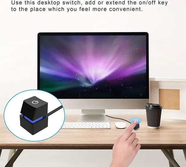 Alt view image 2 of 6 - Desktop Computer Power Switch External Remote Start PC Motherboard Power On Off Switch Button Extension Cable