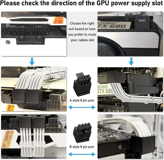 Alt view image 5 of 6 - SYBECHATF Power Supply PSU Sleeved Extension Cable Kit with 90 Degree Right Angle Connector Adapter,ATX/EPS/8 Pin PCIE for PC PSU Cable Pink with Combs 4 Pack 30CM