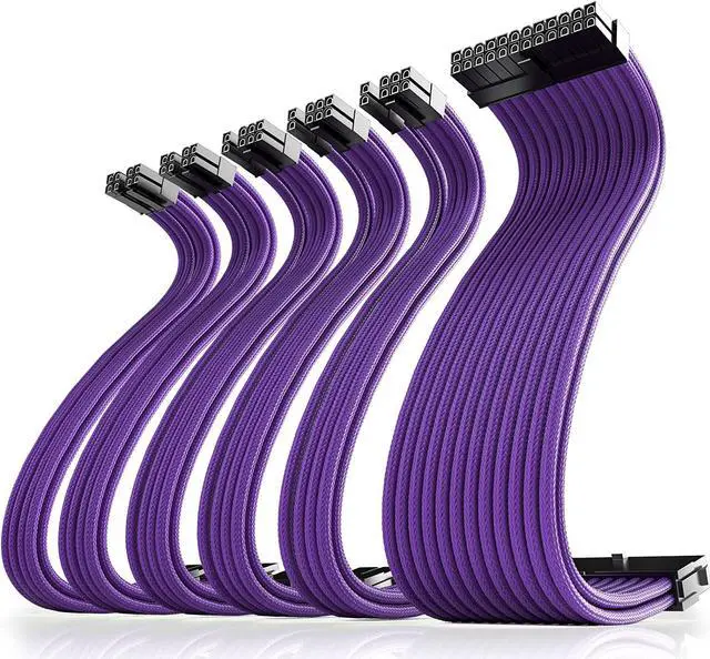 Main image of Asiahorse Power Supply Sleeved Cable for Power Supply Extension Cable Wire Kit 1x24-PIN/ 2x8-PIN (4+4) M/B 3x8-PIN (6+2) PCI-E 30cm Length with Combs(PUEPLE-6KIT)