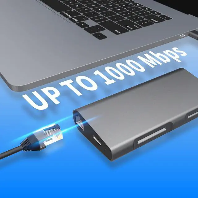Alt view image 4 of 6 - USB C Hub Ethernet Multiport Adapter, LasAnclas 8-in-1 USB C Docking Station 4K HDMI, 100W PD, 3 USB 3.0, 1Gbps LAN USB C Dongle, SD/TF Reader USB C Dock for MacBook Air/Pro,iPad Pro 2021 and More