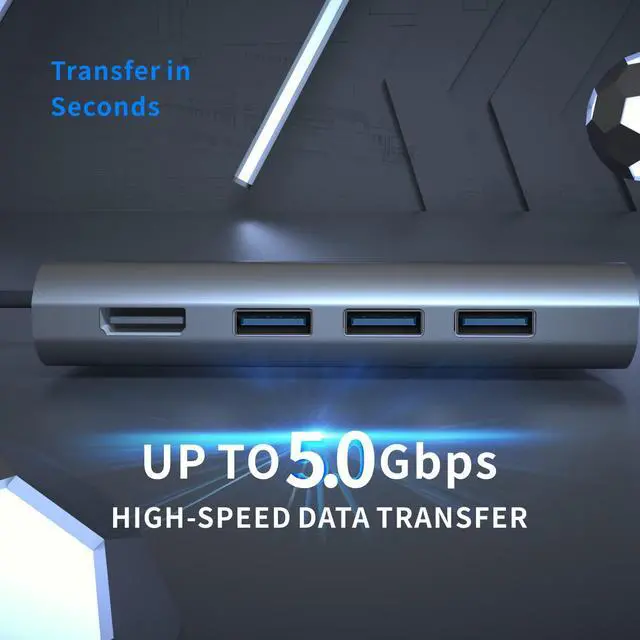 Alt view image 5 of 6 - USB C Hub Ethernet Multiport Adapter, LasAnclas 8-in-1 USB C Docking Station 4K HDMI, 100W PD, 3 USB 3.0, 1Gbps LAN USB C Dongle, SD/TF Reader USB C Dock for MacBook Air/Pro,iPad Pro 2021 and More