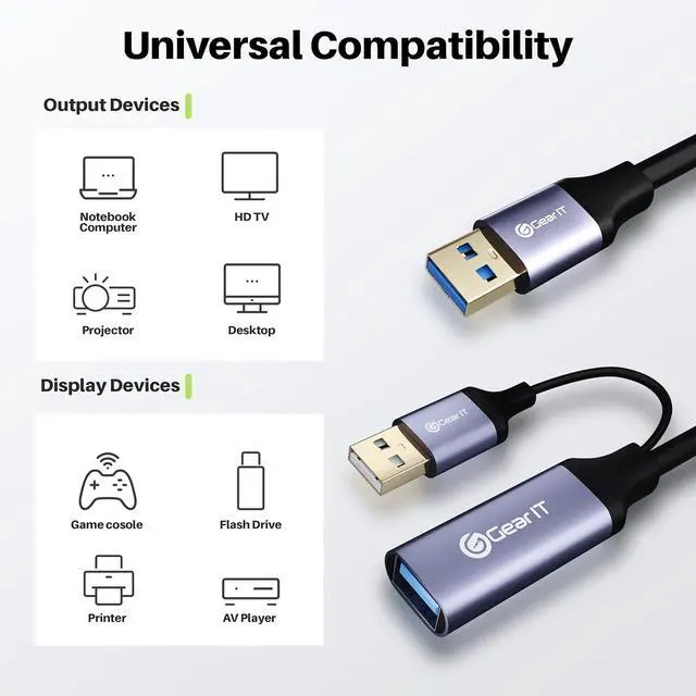 Alt view image 7 of 7 - USB 3.0 Active Extension Cable (50 Feet) A-Male to A-Female USB Repeater with Signal Booster for Oculus Rift, Quest Link, Xbox 360 Kinect, PlayStation, Printer, Webcam - 50ft
