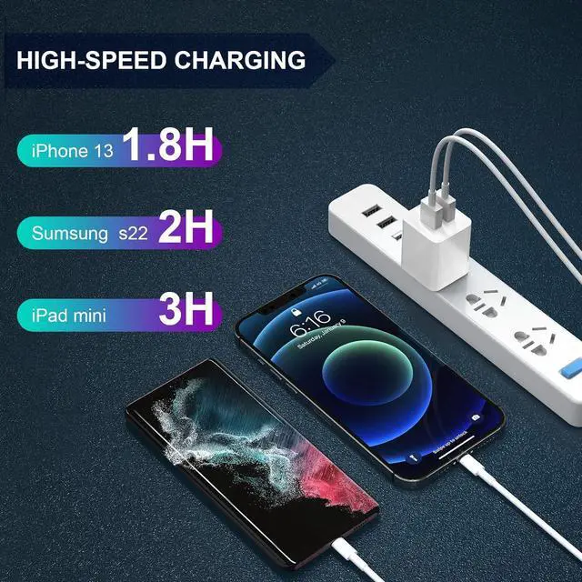 Alt view image 6 of 7 - 6Pack USB Wall Charger 2.4A Phone Charger Dual USB Port Cube Power Plug Adapter Fast Wall Chargers Block Compatible with iPhone 16/16 Pro/15/15 Pro  Galaxy Pixel LG Android-White