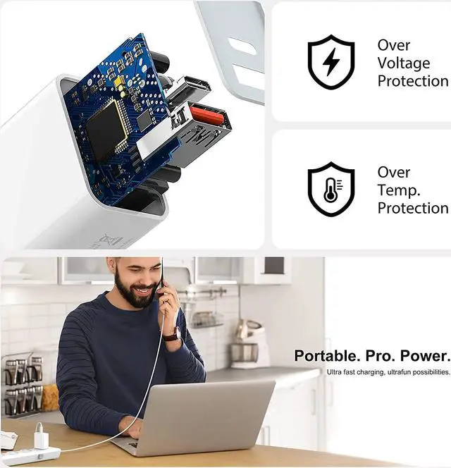 Alt view image 5 of 6 - 3 Pack USB C Wall Charger 20W Durable Dual Port QC+PD 3.0 Power Adapter Double Fast Plug Charging Block for iPhone 13/14/15/16/16 Pro/Pro Max/Plus XS/XR/X Watch Series 8/7 CubeWhite