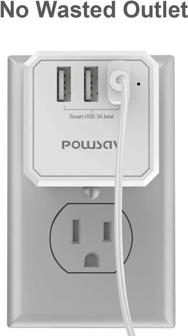 Alt view image 5 of 7 - 3-Outlet USB Wall Charger and Extender with 3-Way Splitter, ETL Listed - for Home, Office, Cruise Ship