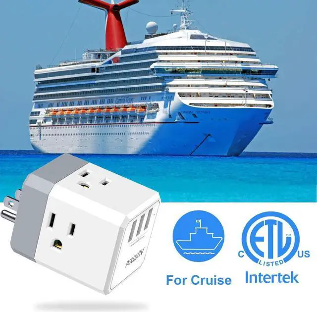 Alt view image 6 of 7 - 3-Outlet USB Wall Charger and Extender with 3-Way Splitter, ETL Listed - for Home, Office, Cruise Ship