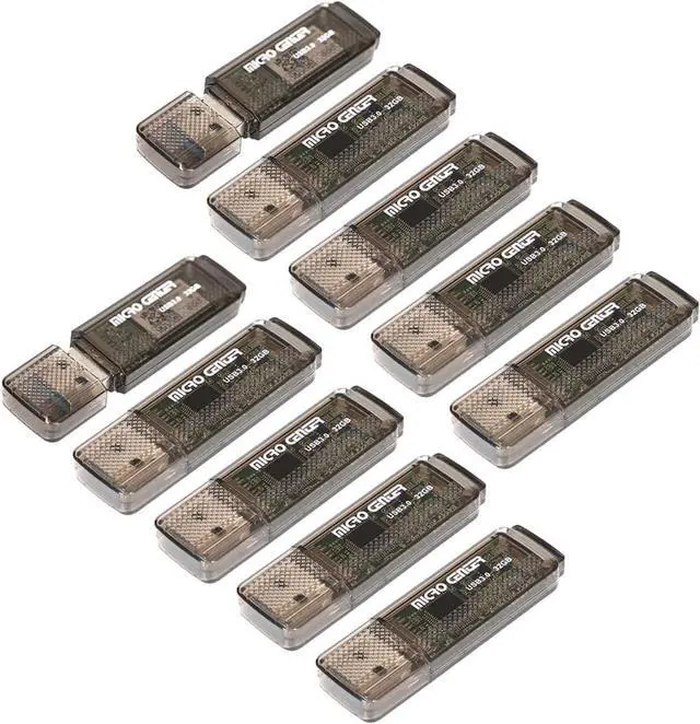 Main image of Micro Center SuperSpeed 10 Pack 32GB USB 3.0/USB3.1 Gen1 Flash Drive Gum Size Memory Stick Thumb Drive Data Storage Jump Drive 10X Faster Than USB 2.0 USB Drives (32G 10-Pack)