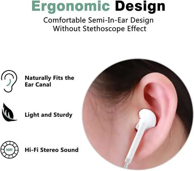 Alt view image 3 of 7 - [2 Pack] WEIZY Aux Earbuds, Vize 3.5mm Wired Headphones Noise Isolating Earphones Volume Control & Built-in Microphone Compatible with iPhone/Samsung/Android/MP3/MP4