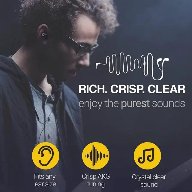 Alt view image 3 of 7 - Type C Headphone Earbuds for Samsung Galaxy A53, S21, S22, S22 Ultra, S20 FE - Designed by AKG - Braided Cable with Microphone and Volume Remote USB-C Connector - Black