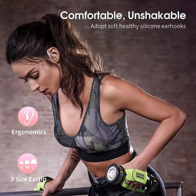 Alt view image 6 of 6 - Cascho Wireless Earbuds Bluetooth Headphones 60Hrs Playtime HD Stereo Audio Digital LED Display in-Ear Earphones with Earhook Waterproof Headset with Mic for Sport Running Workout
