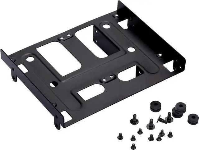 Main image of 5.25 to 3.5 Drive Bay Adapter HDD SSD Mounting Bracket 5.25 inch to 2.5 or 3.5 Inch Internal Hard Disk Drive Mounting Kit with Screws and Shock Absorption Rubber Washer- Black