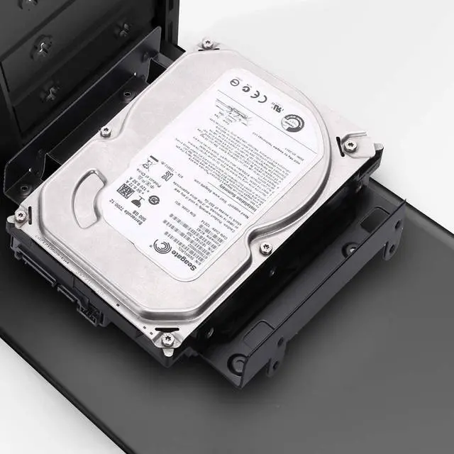 Alt view image 6 of 7 - 5.25 to 3.5 Drive Bay Adapter HDD SSD Mounting Bracket 5.25 inch to 2.5 or 3.5 Inch Internal Hard Disk Drive Mounting Kit with Screws and Shock Absorption Rubber Washer- Black