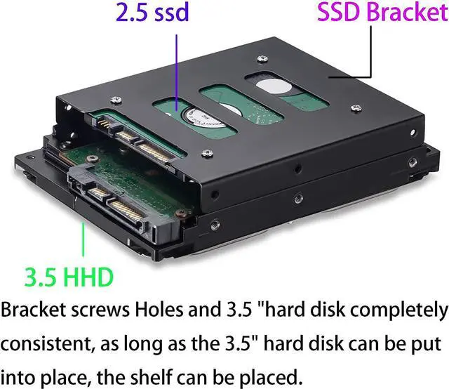 Alt view image 3 of 6 - SSD Mounting Bracket 2.5 to 3.5 Adapter 2 Pack SSD Bracket SSD Tray Adapter 2.5 to 3.5 HDD SSD Hard Disk Drive Bays Holder Metal Mounting Bracket Adapter for PC SSD