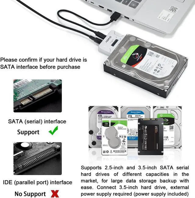 Alt view image 6 of 7 - USB-C to M.2 Docking Station with 2.5 /3.5 SATA Hard Drive Adapter Converter  4-in-1 NVMe to USB M.2 Adapter SATA NVMe SSD Enclosure Reader