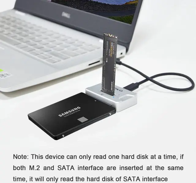 Alt view image 7 of 7 - USB-C to M.2 Docking Station with 2.5 /3.5 SATA Hard Drive Adapter Converter  4-in-1 NVMe to USB M.2 Adapter SATA NVMe SSD Enclosure Reader