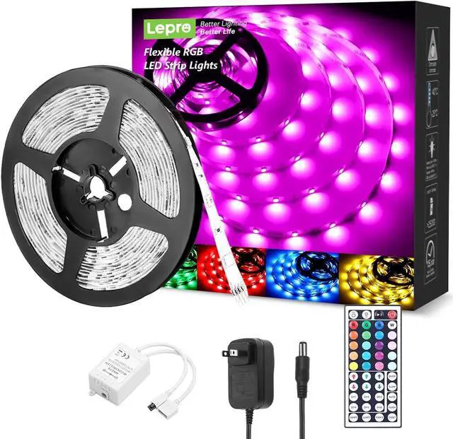Main image of RGB LED Strip Lights Christmas Decor 16.4ft Flexible LED Light Strip 5050 SMD LED Color Changing Rope Light with Remote Controller and 24V Power Supply for TV Backlight Home Bedroom Bar