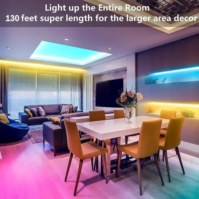 Alt view image 6 of 7 - Led Strip Lights 130ft (2 Rolls of 65ft) Smart Light Strips with App Control RGB Led Lights for BedroomMusic Sync Color Changing Lights for Room Party