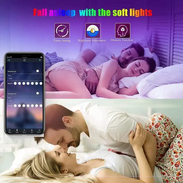Alt view image 5 of 7 - Led Strip Lights 130ft (2 Rolls of 65ft) Smart Light Strips with App Control RGB Led Lights for BedroomMusic Sync Color Changing Lights for Room Party