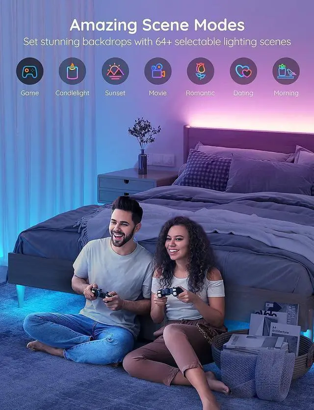 Alt view image 5 of 7 - Smart LED Strip Lights 16.4ft WiFi LED Strip Lighting Work with Alexa and Google Assistant 16 Million Colors with App Control and Music Sync LED Lights for Bedroom Home Decor