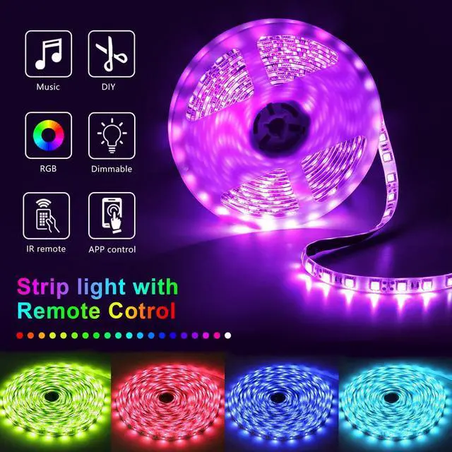 Alt view image 6 of 7 - Led Lights for Bedroom 50ft(1 Roll of 50ft) Music Sync Color Changing Led Strip Lights Smart with Remote and App Control Built-in Mic for Party Home Room Decor Luces LED para Cuarto