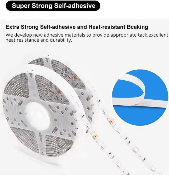 Alt view image 2 of 7 - Led Strip Lights Waterproof 32.8ft(2 Rolls of 16.4ft) Led Tape Lights Color Changing 300 LEDs Light Strips Kit with 44 Keys Ir Remote Controller and 12v Power Supply for Indoor Outdoor Use