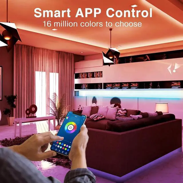 Alt view image 3 of 7 - 100 ft Bluetooth LED Strip Lights Music Sync Color Changing Lights Strip 5050 RGB Tape Lighting with Remote Smart Phone App Control for Bedroom Bar Room DIY (APP+Remote)