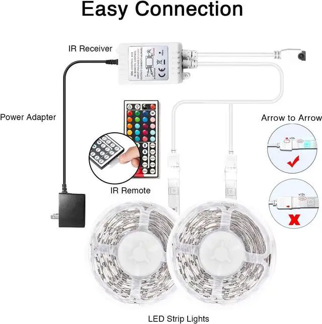 Alt view image 3 of 7 - Led Lights Color Changing Led Strip Lights with Remote Controller 60 ft 2 Rolls of 30 ft Led Lighting for Bedroom Home Decoration