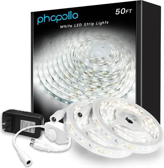 Main image of White LED Strip Lights 50ft Dimmable 6500k Daylight White Led Light Strip 900 LEDs 24V Led Lights for Bedroom Mirror Kitchen Decoration