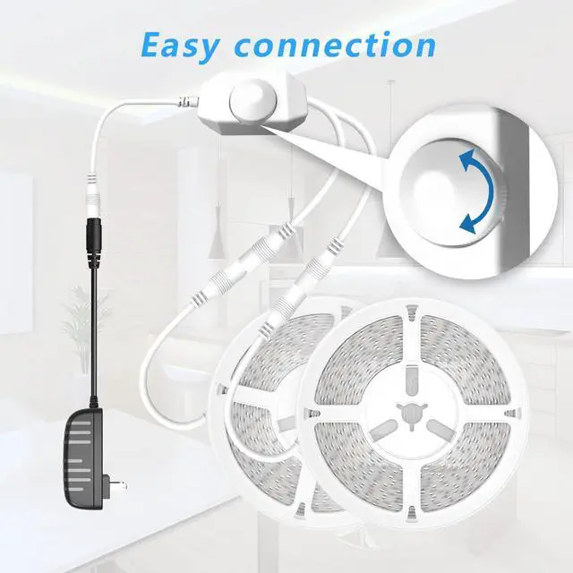 Alt view image 4 of 7 - White LED Strip Lights 50ft Dimmable 6500k Daylight White Led Light Strip 900 LEDs 24V Led Lights for Bedroom Mirror Kitchen Decoration