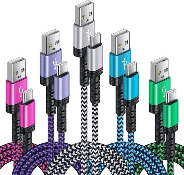 Main image of Type C Charger Cable,[ 5 Pack, 3ft 3 ft 6ft 6ft 10 ft ], 3A Android Phone Cord Fast Charging for Samsung Galaxy A12, A13,A01, S22,S21 FE 5G,S20,S10 A20,A50,Z Flip 3,Z Fold 3,20