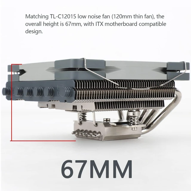 Alt view image 3 of 5 - Thermalrlght AXP120-X67 Low Profile CPU Air Cooler with Quite 120mm TL-C12015 PWM Fan, 6 Heat Pipes, 67mm Height, for AMD AM4 AM5/Intel LGA 1700/1150/1151/1155/1200/2011/2066, PC Cooler