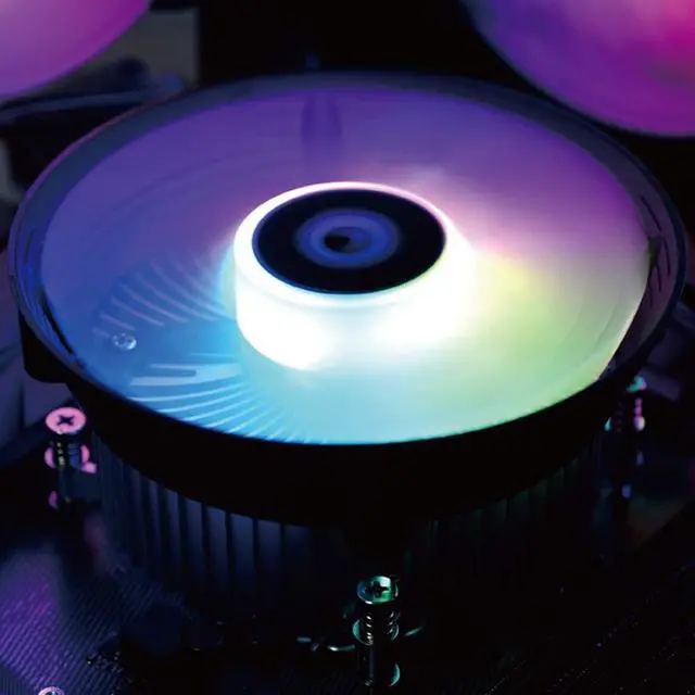 Alt view image 3 of 7 - ID-COOLING DK-03i CPU Cooler for LGA1200/115X, 60mm Height Low-Profile CPU Air Cooler with Aluminum Fins, Rainbow RGB Lighting, 120mm PWM Fan, Thermal Compound Included, TDP 100W