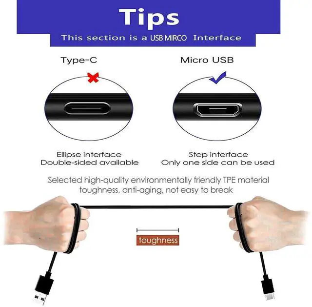 Alt view image 5 of 6 - 5V 2A 1A Fast Wall Charger 5ft Micro USB type B Charging Cable fit for Tandem Diabetes Care, Camera,Speaker,Cellular Link 2, Doro Phone,Samsung Galaxy S7/S6/Note 5/4/S4/S3/LG Flip Android Phone & More