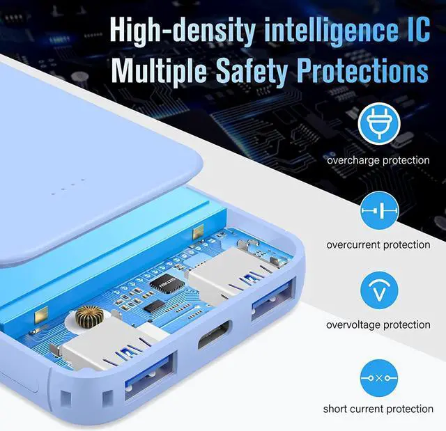 Alt view image 7 of 7 - S22 Portable Charger Power Bank 5000mAh External Battery Pack Compatible for iPhone 15 14 13 12 11 X  S22 S21 Google iPad etc(Blue)