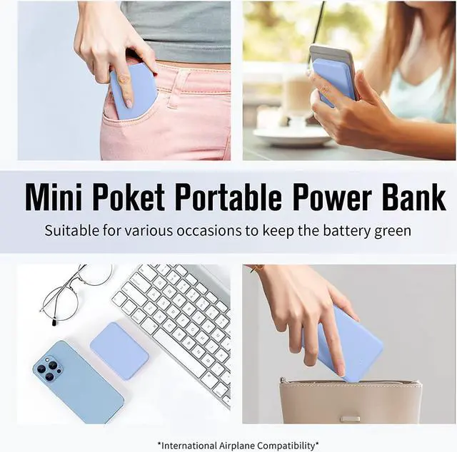 Alt view image 3 of 7 - S22 Portable Charger Power Bank 5000mAh External Battery Pack Compatible for iPhone 15 14 13 12 11 X  S22 S21 Google iPad etc(Blue)