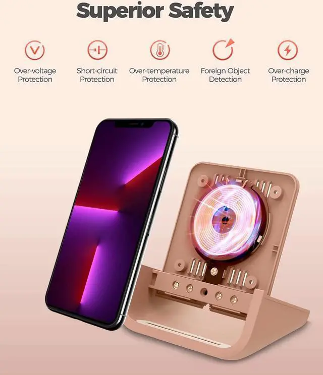 Alt view image 6 of 7 - Wireless Charger YUWISS Wireless Charging Stand Cordless Charger 10/7.5/5W Compatible with iPhone 14 13 12/12 /11Pro Max/XR/XS Max/XS/X/8/8Plus Galaxy S22/S21/S9/S9+/S8/S8+ Note