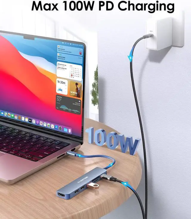 Alt view image 5 of 7 - LENTION USB C Hub with 100W Charging, 4K HDMI, Dual Card Reader, USB 3.0 & 2.0 Compatible 2023-2016 MacBook Pro, New Mac Air/Surface, Chromebook, More, Stable Driver Adapter (CB-CE18,Blue)