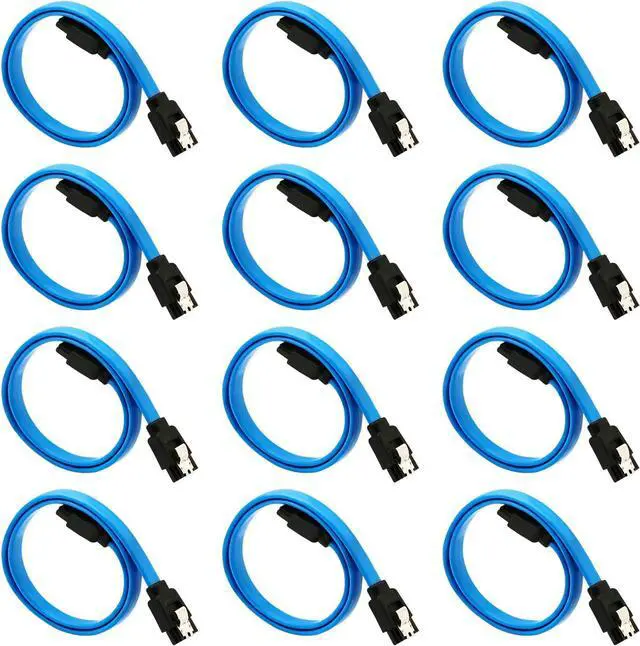 Main image of 12-Pack SATA III Data CableSATA iii 6.0 Gbps Cable Straight Blue with Locking Latch 16 Inches SATA Cable Pack for HDDSSDCD and DVD Drives